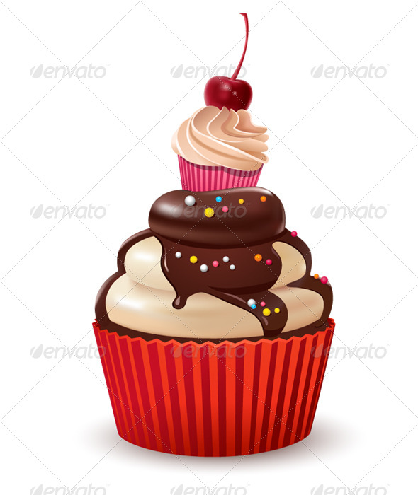 GraphicRiver Cupcakes with Cherry and Chocolate 6335148 GraphicRiver Cupcakes with Cherry and Chocolate 6335148