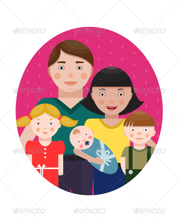 GraphicRiver Happy Family Parents with Three Children Portrait 6338268 GraphicRiver Happy Family Parents with Three Children Portrait 6338268
