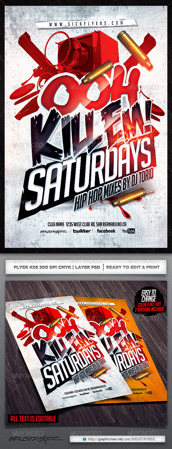 Ooh Kill Em Flyer Template - Clubs & Parties Events