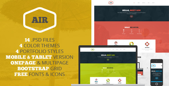 AIR - OnePage & Multipage PSD template