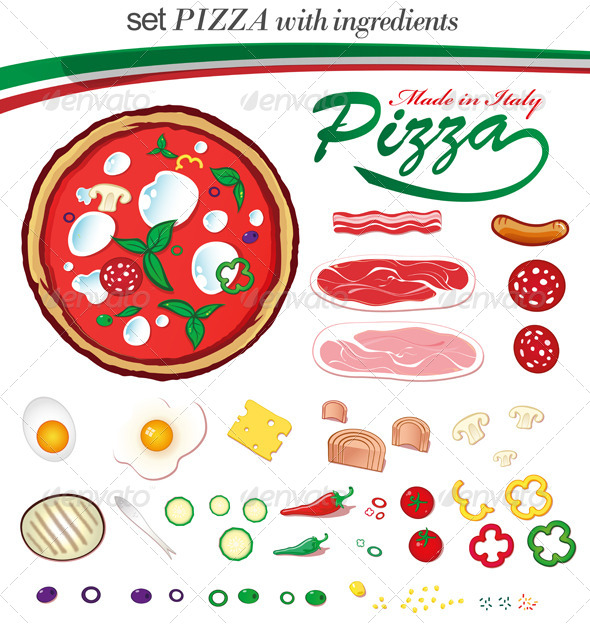 GraphicRiver Italian Pizza with Ingredients 6051376 GraphicRiver Italian Pizza with Ingredients 6051376