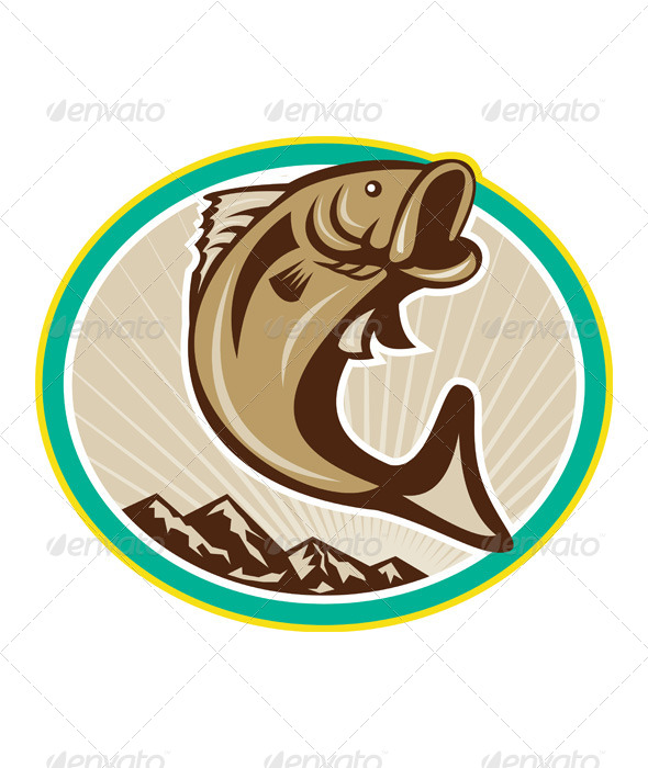 GraphicRiver Largemouth Bass Jumping Circle 6350303 GraphicRiver Largemouth Bass Jumping Circle 6350303