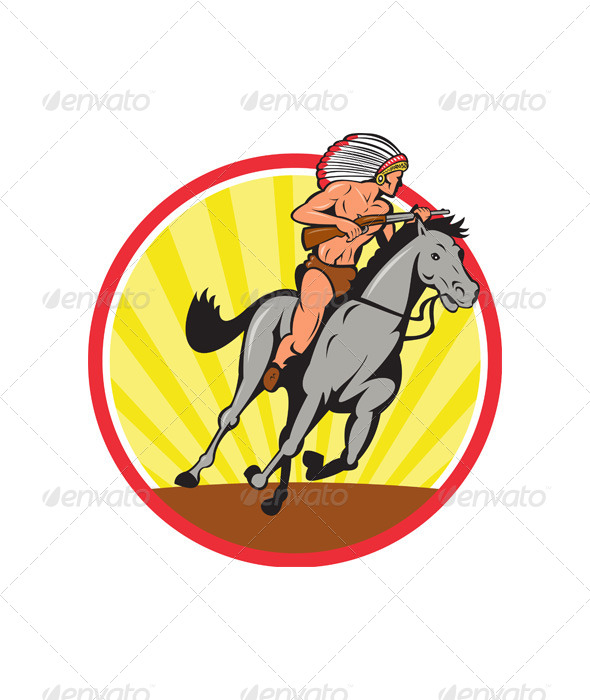 GraphicRiver Native American Indian Chief Riding Horse 6350384 GraphicRiver Native American Indian Chief Riding Horse 6350384