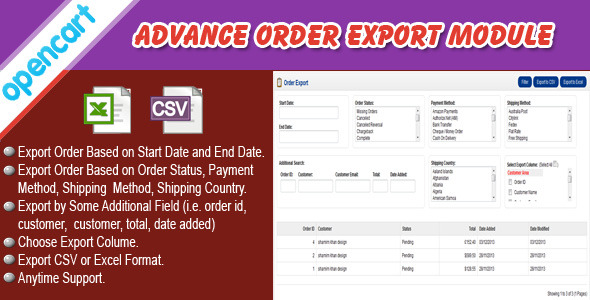 Opencart Order Export Module