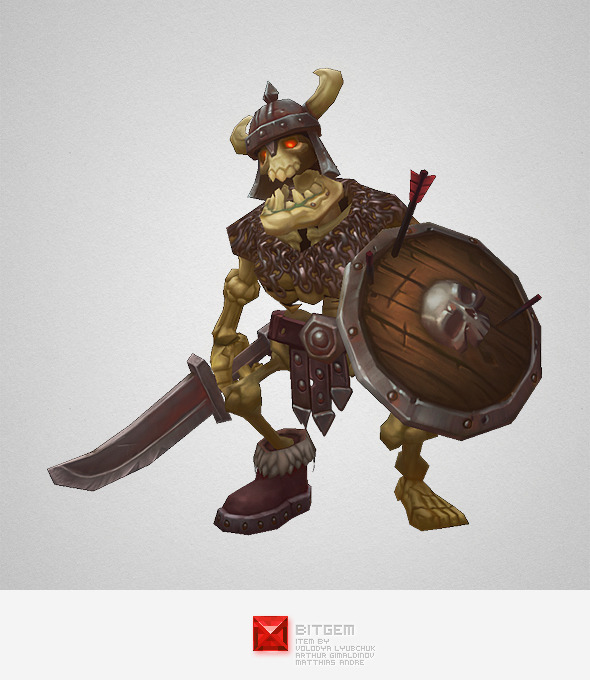Low Poly Skeleton Swordsman - 3DOcean Item for Sale