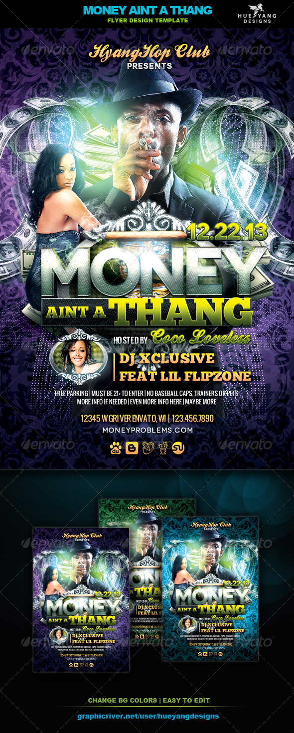 Money Aint A Thang Flyer - Clubs & Parties Events