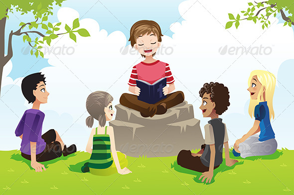 GraphicRiver Kids Studying Bible 6365778 GraphicRiver Kids Studying Bible 6365778