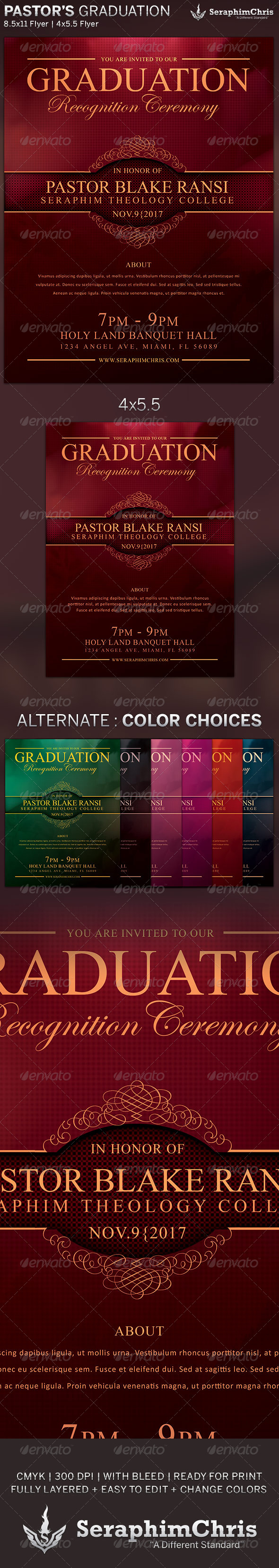 Elegant Pastor's Graduation Flyer Template (Church)