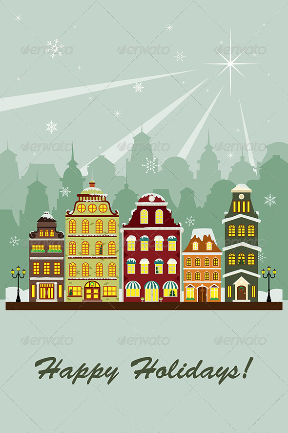 GraphicRiver Winter Village Greeting Card 6375006 GraphicRiver Winter Village Greeting Card 6375006