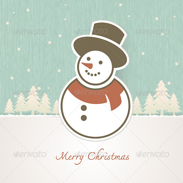 GraphicRiver Christmas Snowman with Trees Covered in Snow 6375203 GraphicRiver Christmas Snowman with Trees Covered in Snow 6375203