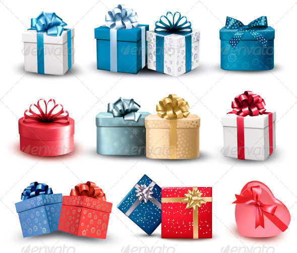 GraphicRiver Set of Colorful Gift Boxes with Bows and Ribbons 6383911 GraphicRiver Set of Colorful Gift Boxes with Bows and Ribbons 6383911