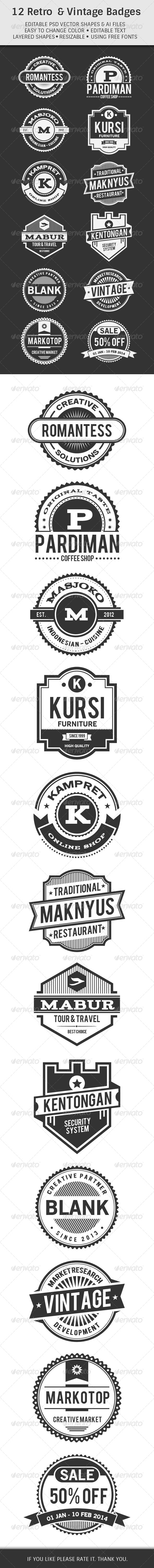 GraphicRiver 12 Retro & Vintage Badges 6386862 GraphicRiver 12 Retro & Vintage Badges 6386862
