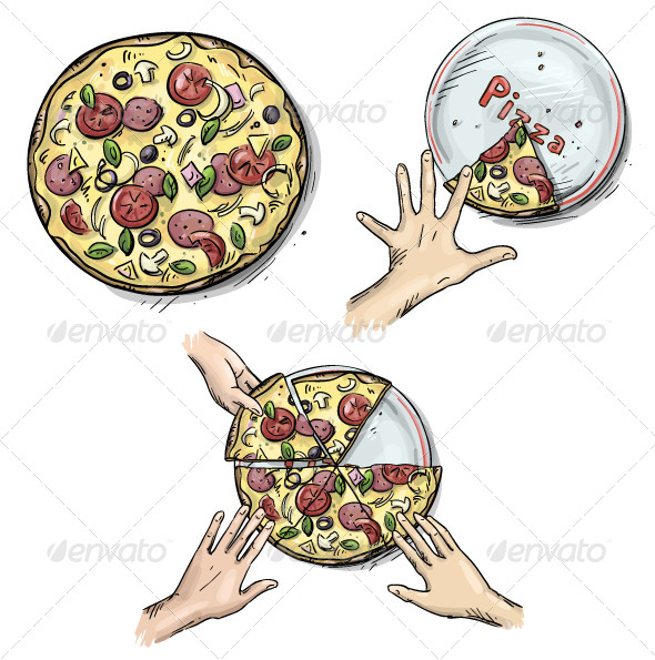 GraphicRiver Pizza and Hands Holding Pizza Slices 6387900 GraphicRiver Pizza and Hands Holding Pizza Slices 6387900