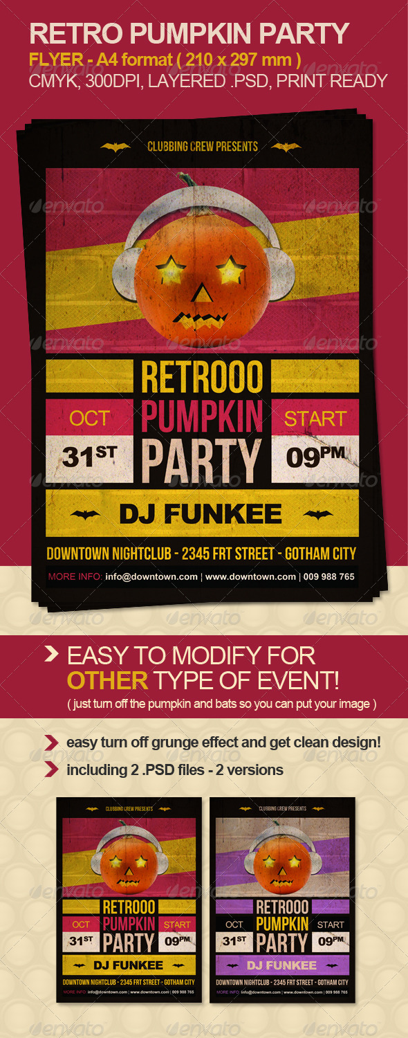 GraphicRiver Retro Pumpkin Party Flyer 641663 GraphicRiver Retro Pumpkin Party Flyer 641663