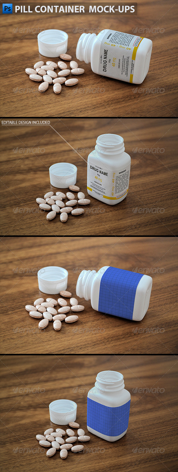 GraphicRiver Plastic Pill Container Mock-up 6409226 GraphicRiver Plastic Pill Container Mock-up 6409226