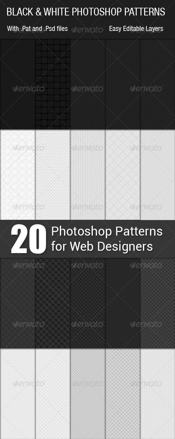 GraphicRiver White & Black Seamless Photoshop Patterns 6419456 GraphicRiver White & Black Seamless Photoshop Patterns 6419456