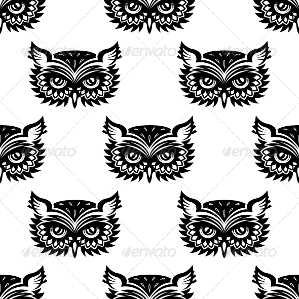 GraphicRiver Seamless Pattern with Black Owl Head 6420921 GraphicRiver Seamless Pattern with Black Owl Head 6420921