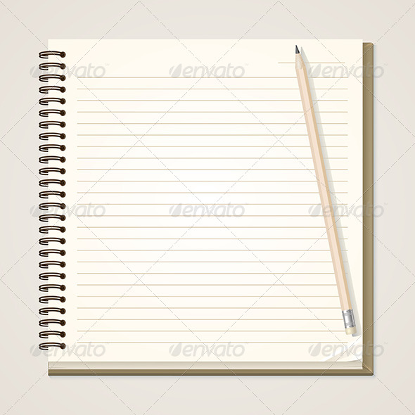 GraphicRiver Paper Notebook and Pencil 6426765 GraphicRiver Paper Notebook and Pencil 6426765