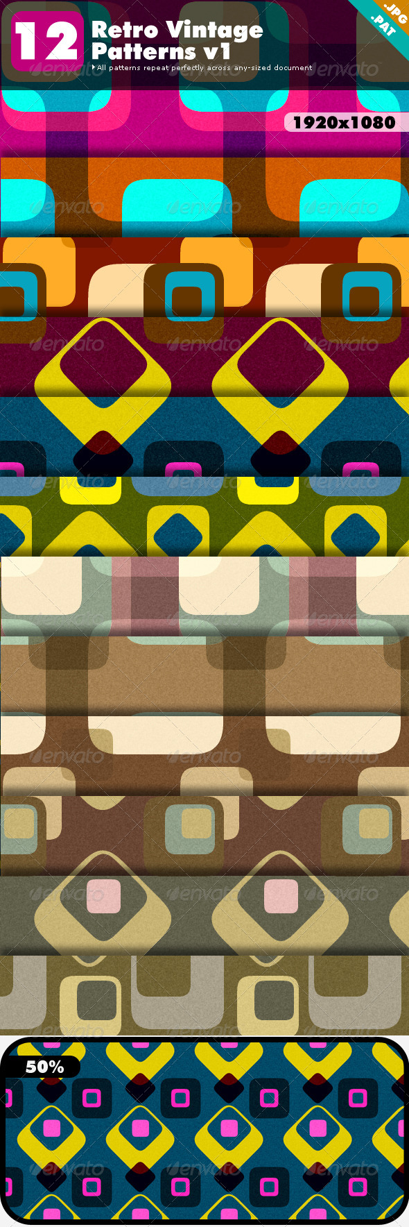 Retro Vintage Patterns v1 - Abstract Textures / Fills / Patterns