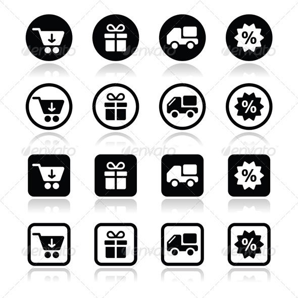 GraphicRiver Shopping on Internet Black Icons Set with Shadow 6436386 GraphicRiver Shopping on Internet Black Icons Set with Shadow 6436386
