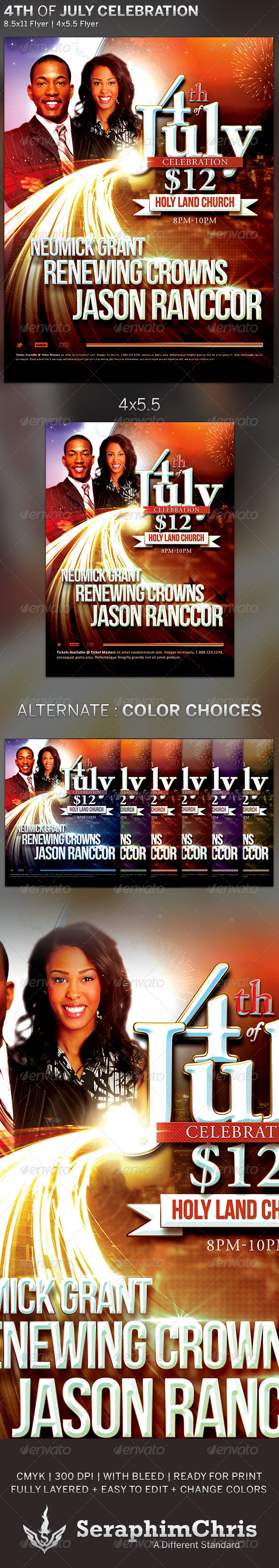 4th of July Celebration Flyer Template - Church Flyers