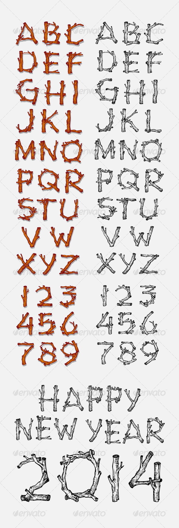 Tree Branch Alphabet - Man-made objects Objects