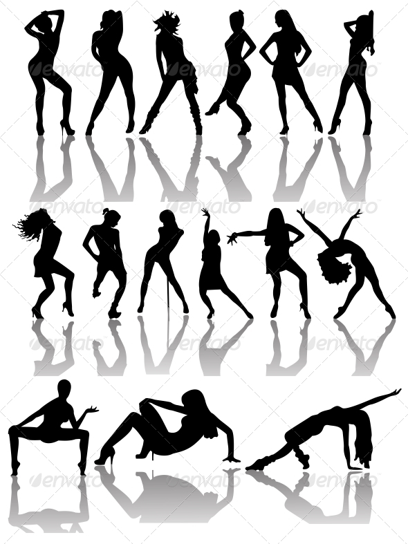 GraphicRiver Set of Silhouettes of Dancing Couple and Girls 6459465 GraphicRiver Set of Silhouettes of Dancing Couple and Girls 6459465