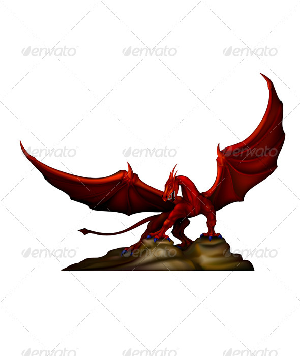 GraphicRiver Red Dragon on the Rocks 6459767 GraphicRiver Red Dragon on the Rocks 6459767