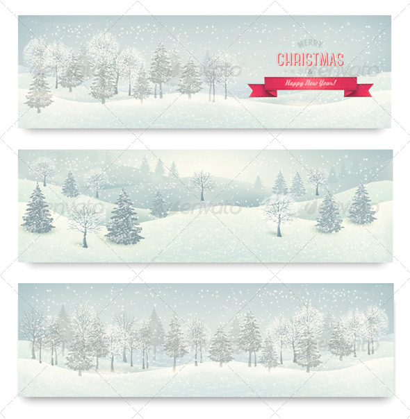 GraphicRiver Three Christmas Landscape Banners 6460099 GraphicRiver Three Christmas Landscape Banners 6460099