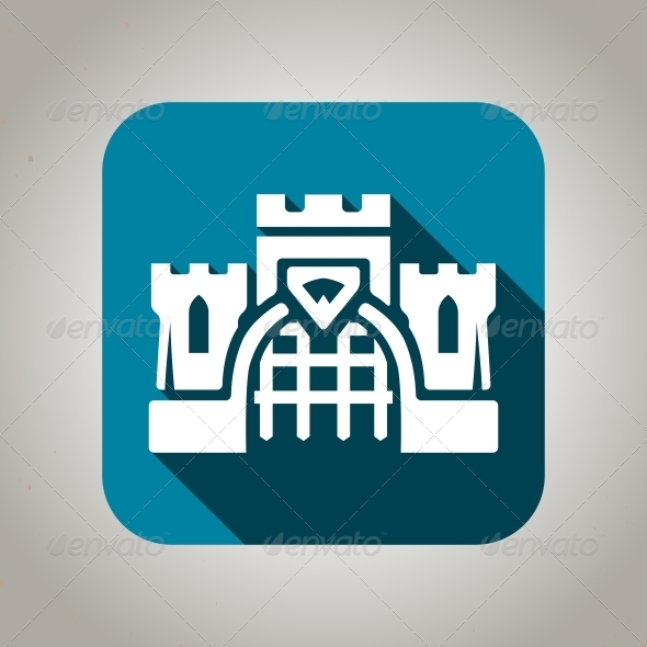 GraphicRiver Flat Blue Castle Icon 6462883 GraphicRiver Flat Blue Castle Icon 6462883