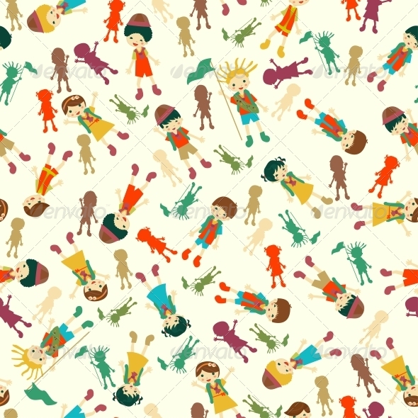 GraphicRiver Vector Seamless Background with Kids 6462906 GraphicRiver Vector Seamless Background with Kids 6462906