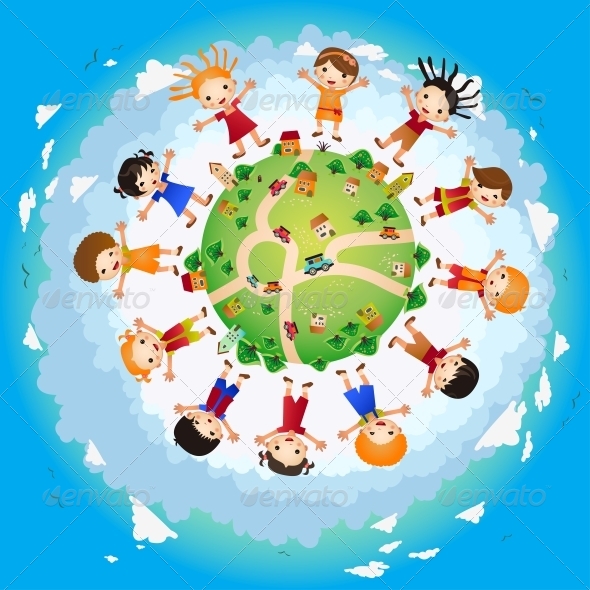GraphicRiver Children Around the Planet Earth 6462946 GraphicRiver Children Around the Planet Earth 6462946