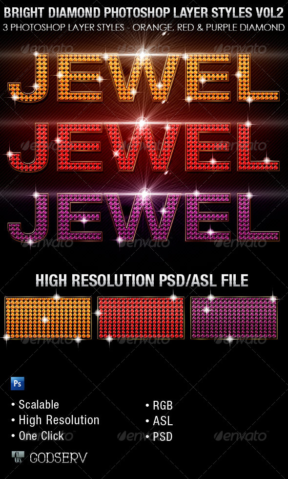 Bright Diamond Photoshop Layer Styles Vol 3