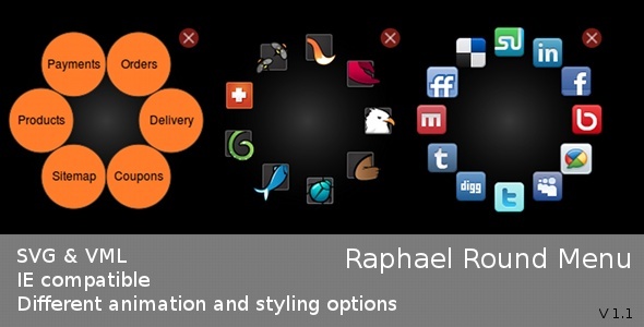 Raphael Round Menu CodeCanyon JavaScript - Navigation 637631