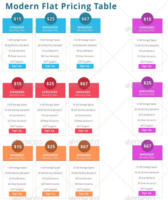 GraphicRiver Modern Flat Pricing Table 6469091 GraphicRiver Modern Flat Pricing Table 6469091