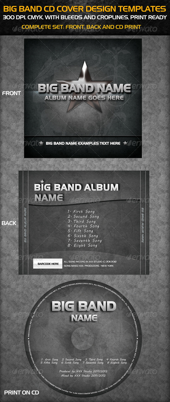 Big Band Cd Cover Templates - CD & DVD artwork Print Templates