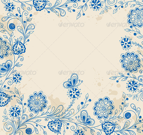 GraphicRiver Decorative Background with Blue Flowers 6481524 GraphicRiver Decorative Background with Blue Flowers 6481524