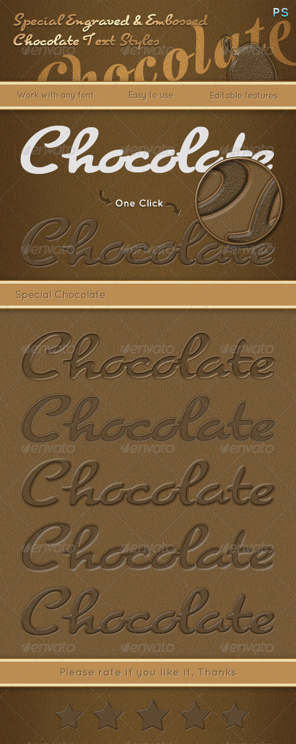 GraphicRiver Special Engraved & Embossed Chocolate Text Styles 6483975 GraphicRiver Special Engraved & Embossed Chocolate Text Styles 6483975