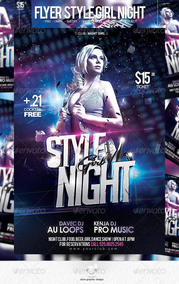 Flyer Style Girl Night (Clubs & Parties)