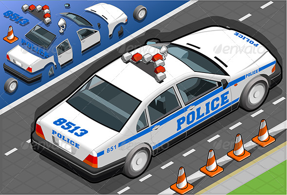 GraphicRiver Isometric Police Car in Rear View 6507622 GraphicRiver Isometric Police Car in Rear View 6507622
