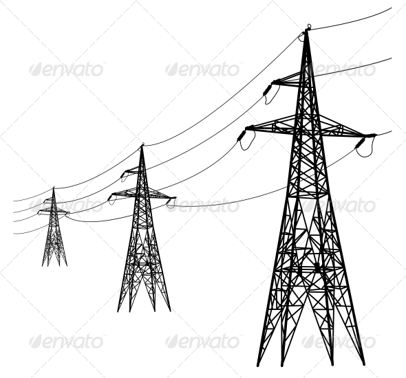 GraphicRiver Silhouette of High Voltage Power Lines 6512131 GraphicRiver Silhouette of High Voltage Power Lines 6512131