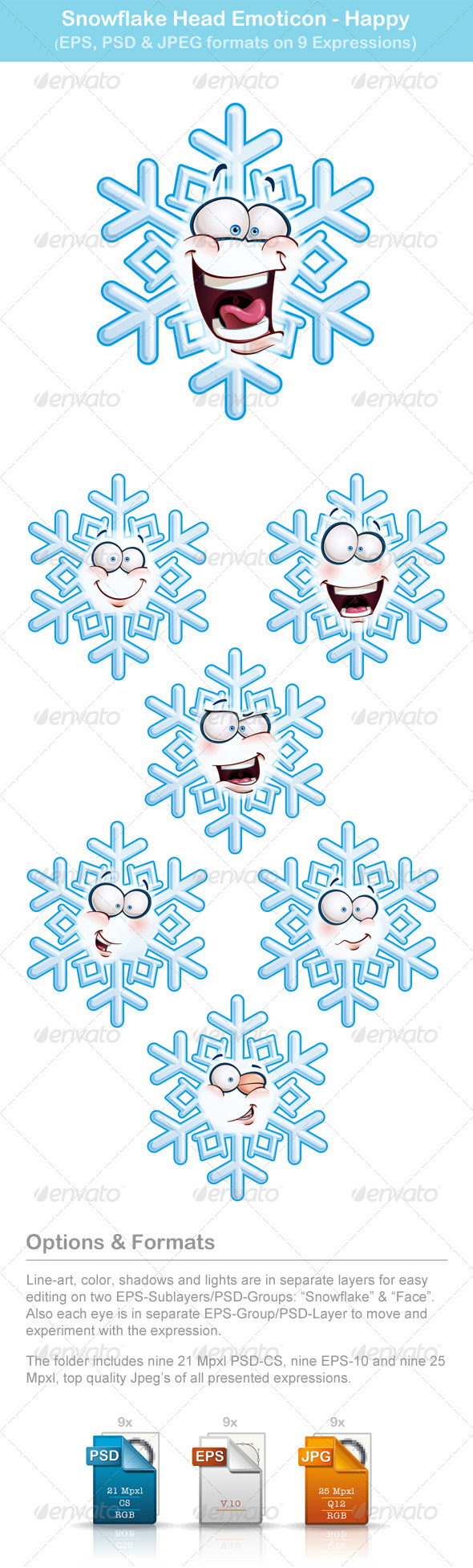 GraphicRiver Snowflake Heads 6513328 GraphicRiver Snowflake Heads 6513328