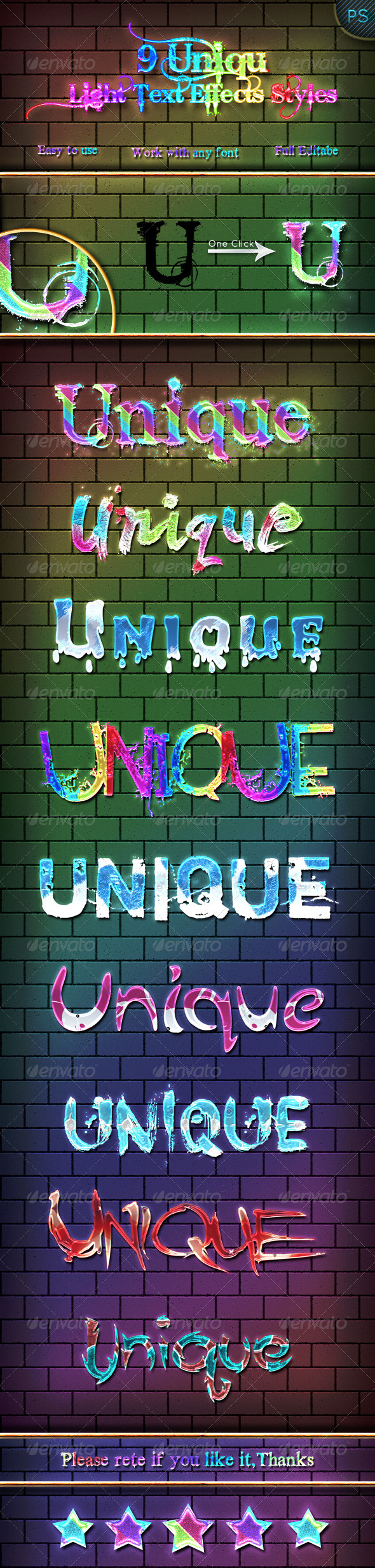 GraphicRiver 9 Unique Light Text Effects Styles 6513331 GraphicRiver 9 Unique Light Text Effects Styles 6513331