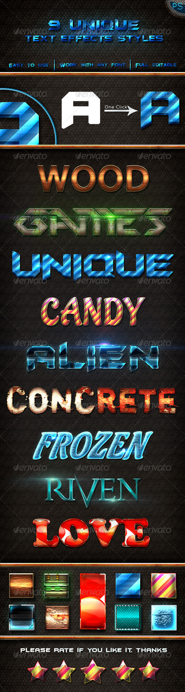GraphicRiver 9 Unique Text Effects Styles 6514169 GraphicRiver 9 Unique Text Effects Styles 6514169