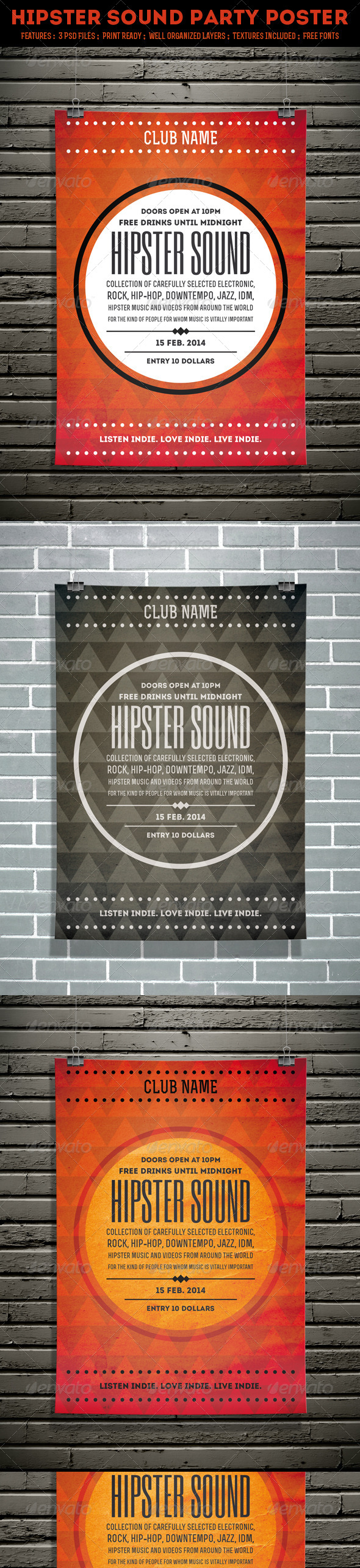 Hipster Sound Party Poster - Concerts Events