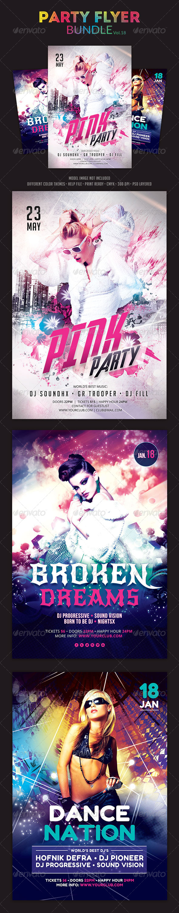 Party Flyer Bundle Vol.18 - Clubs & Parties Events