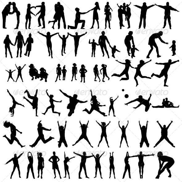 GraphicRiver Happy Family Silhouettes Jumping People 6526698 GraphicRiver Happy Family Silhouettes Jumping People 6526698