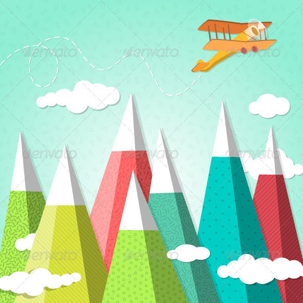 GraphicRiver Mountain Background with a Biplane 6531487 GraphicRiver Mountain Background with a Biplane 6531487