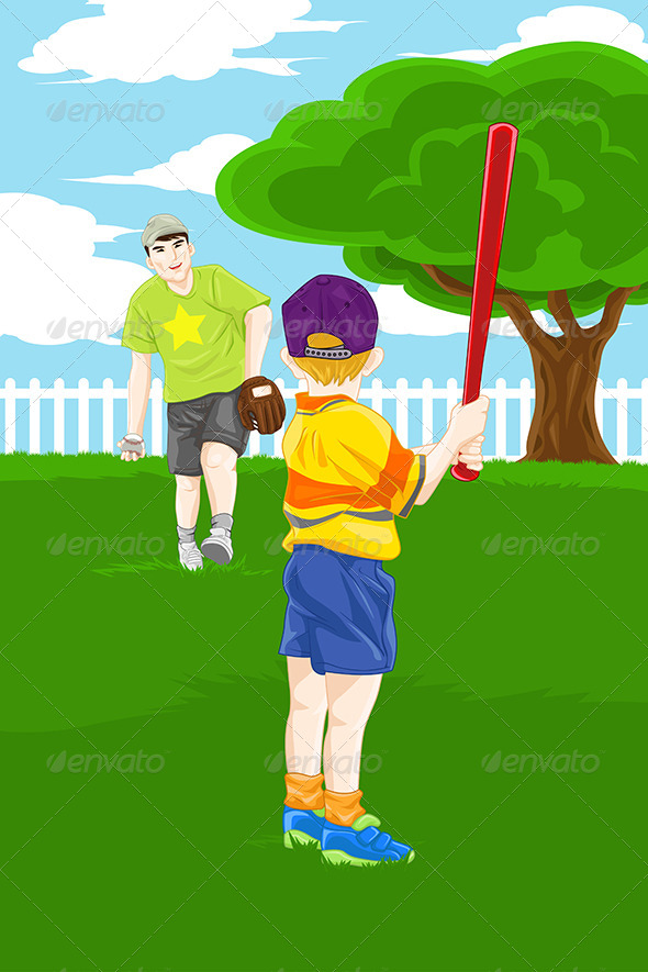 GraphicRiver Father Son Playing Baseball 6533979 GraphicRiver Father Son Playing Baseball 6533979