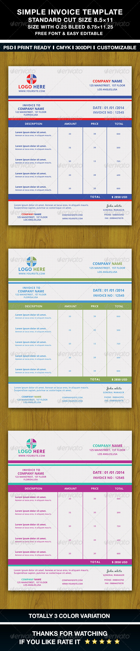 GraphicRiver Simple Invoice Template 6511133 GraphicRiver Simple Invoice Template 6511133
